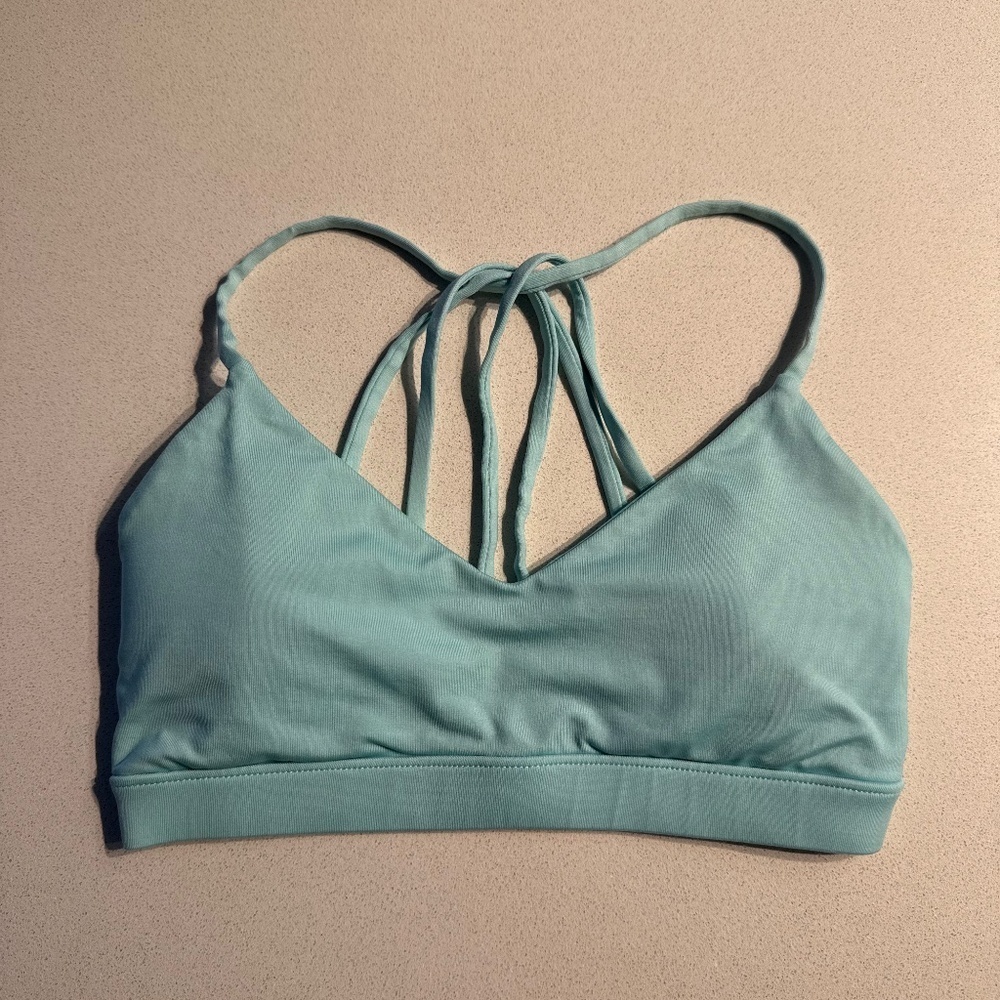 Turquoise Strappy Back Workout Bra — Size Small